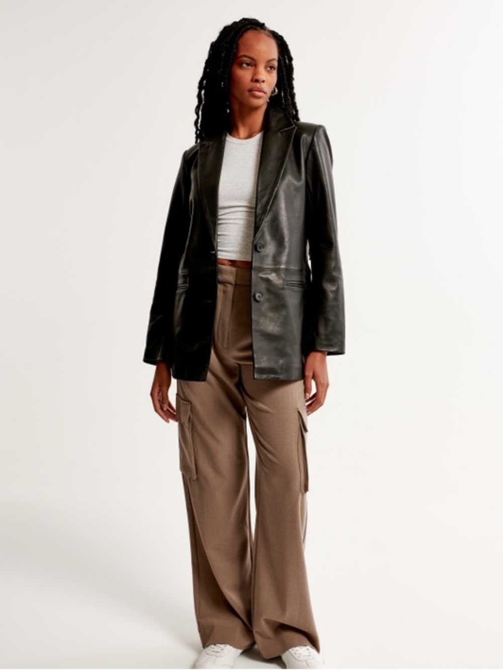 Abercrombie & Fitch Black Faux Leather Blazer XXS NEW